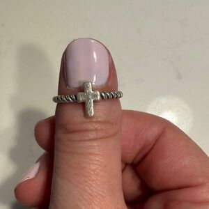 James Avery Silver Cross Twisted Band Ring